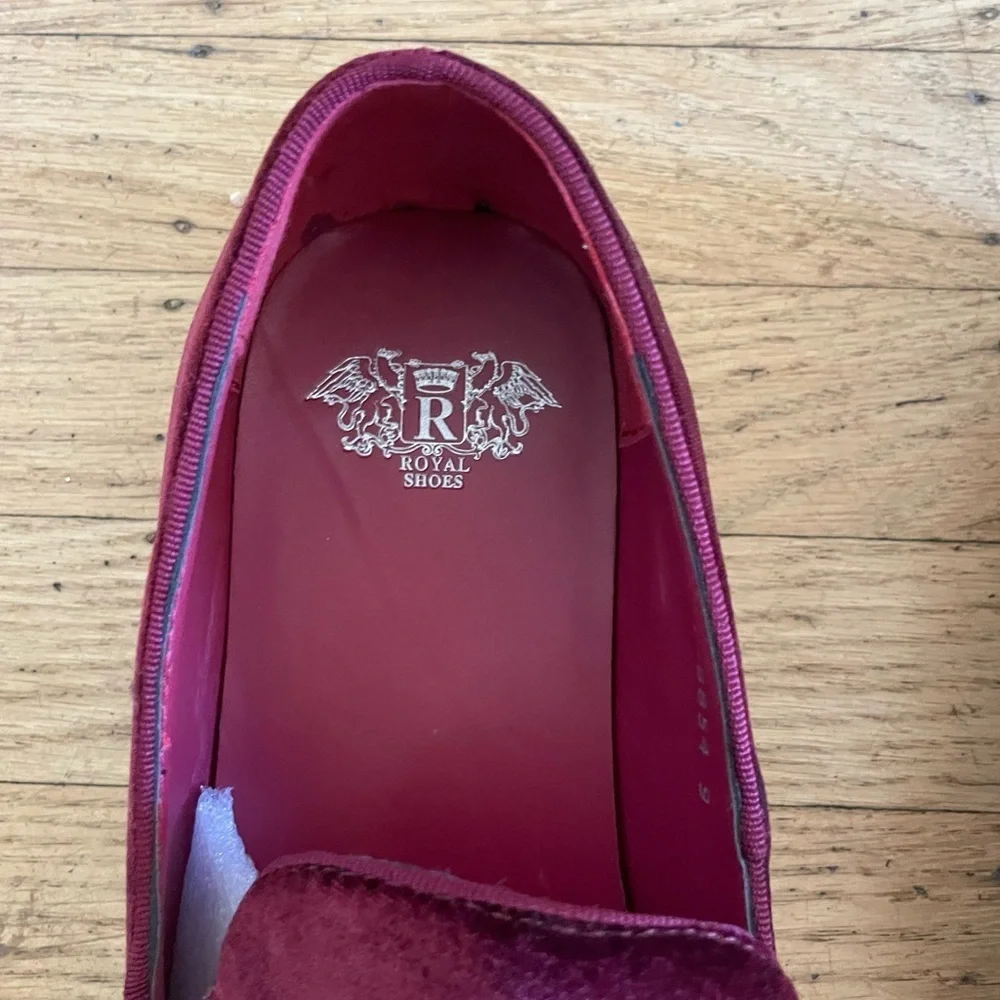 Burgundy Velvet Loafers with Leopard Accent
